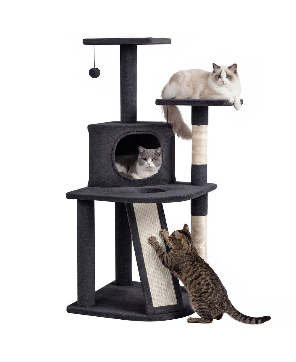 Gymax Cat Tree Multi-Level Cat Tower With Top Perches and Cozy Condo Climbing Ladder