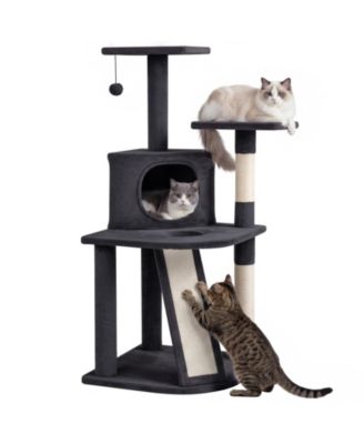 Игровой комплекс для кошек Gymax Multi-Level Cat Tower с лежанкой и лестницей