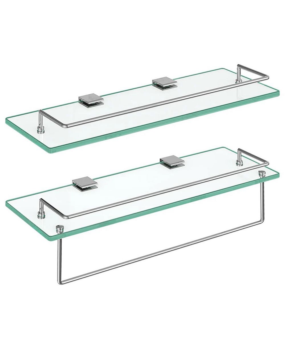 Slickblue Set of 2 15.7" Tempered Glass Floating Wall Shelves