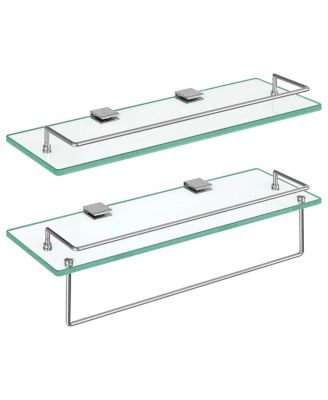 Slickblue Set of 2 15.7" Tempered Glass Floating Wall Shelves