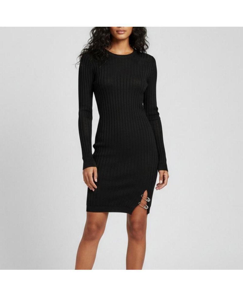 Pre-Owned Versace Женское мини-платье Rib Knit Safety Pin Detail