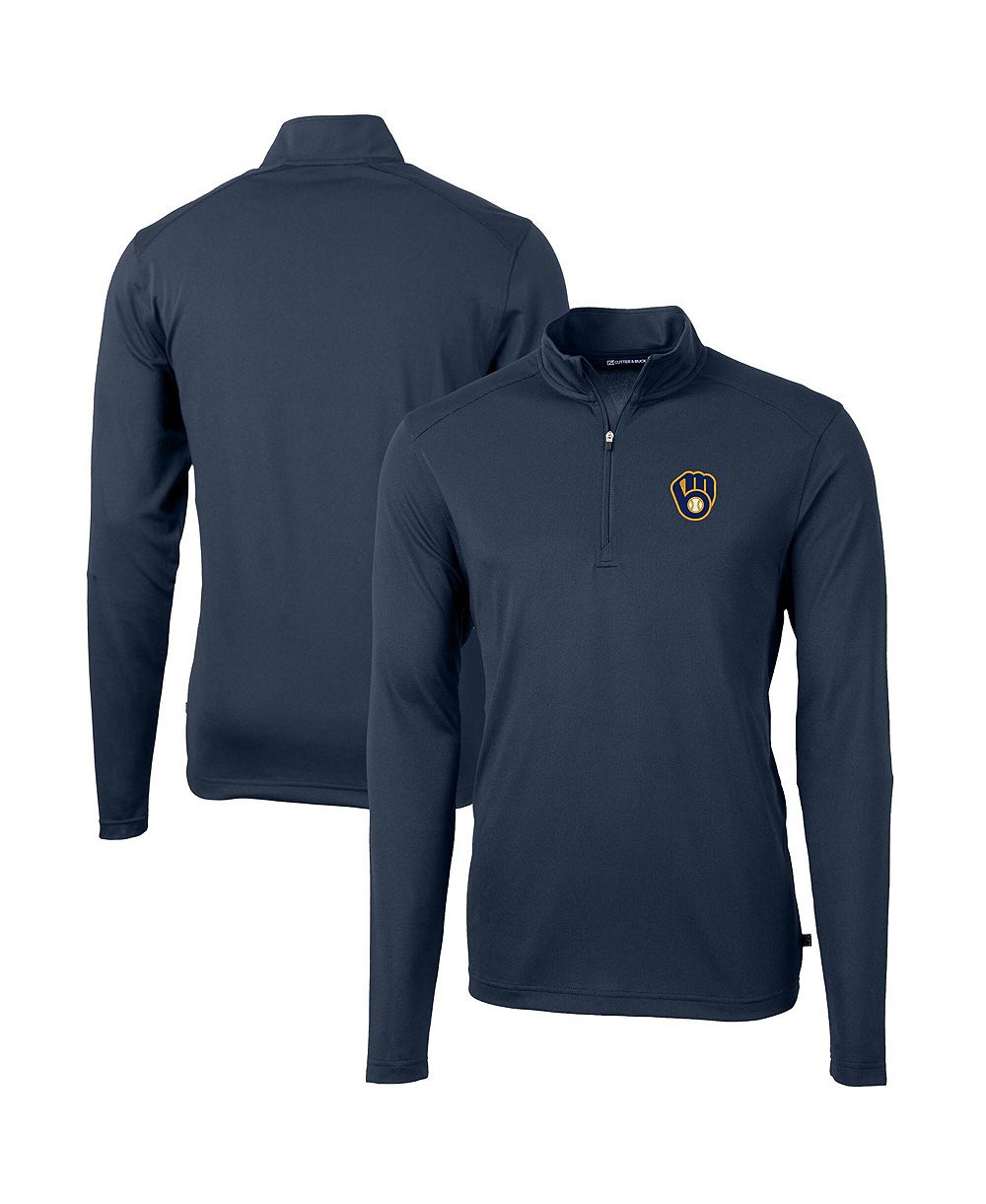 Cutter & Buck Мужская темно-синяя толстовка-худи Virtue Eco Pique Quarter-Zip Milwaukee Brewers