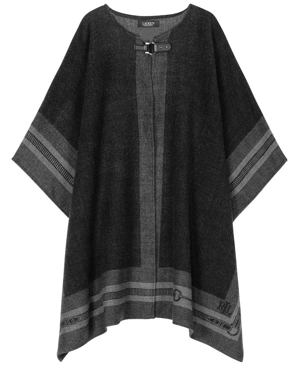 Lauren Ralph Lauren Belting Jacquard Buckle Closure Ruana