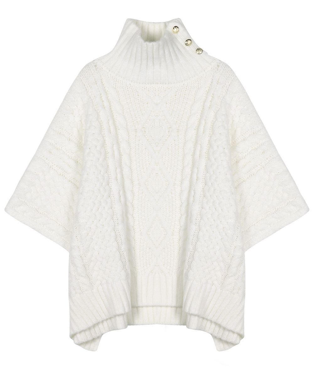Пончо Lauren Ralph Lauren Cable-Knit Button Accent