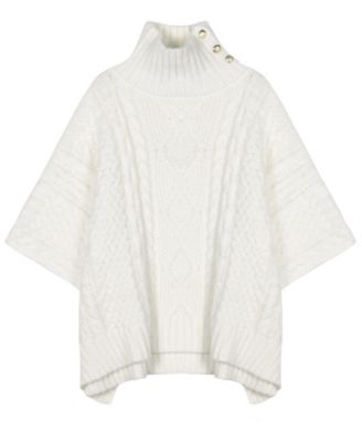 Пончо Lauren Ralph Lauren Cable-Knit Button Accent