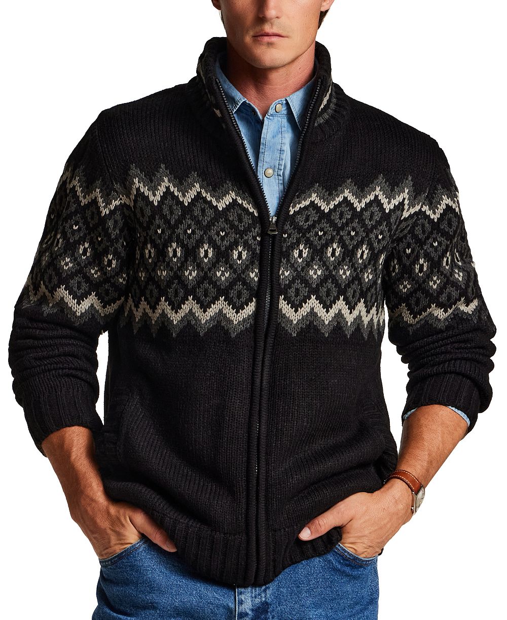 Weatherproof Vintage Men's Sherpa-Lined Full Zip Mock Neck Sweater Jacket