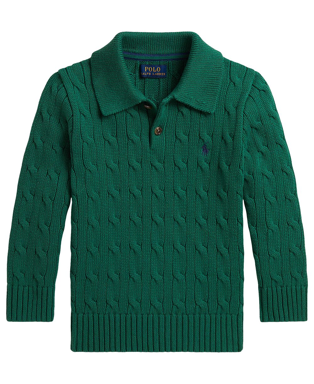 Детский хлопковый свитер Polo Ralph Lauren 2T-7 с вязаным узором поло