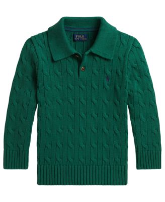 Детский хлопковый свитер Polo Ralph Lauren 2T-7 с вязаным узором поло