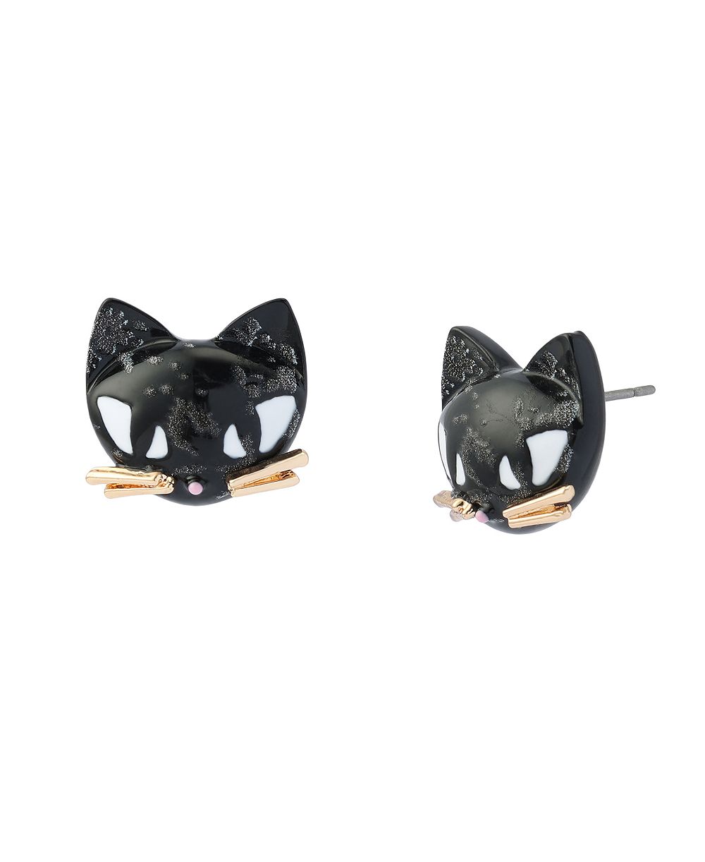 Betsey Johnson Black Pretty Spooky Cat Stud Earrings
