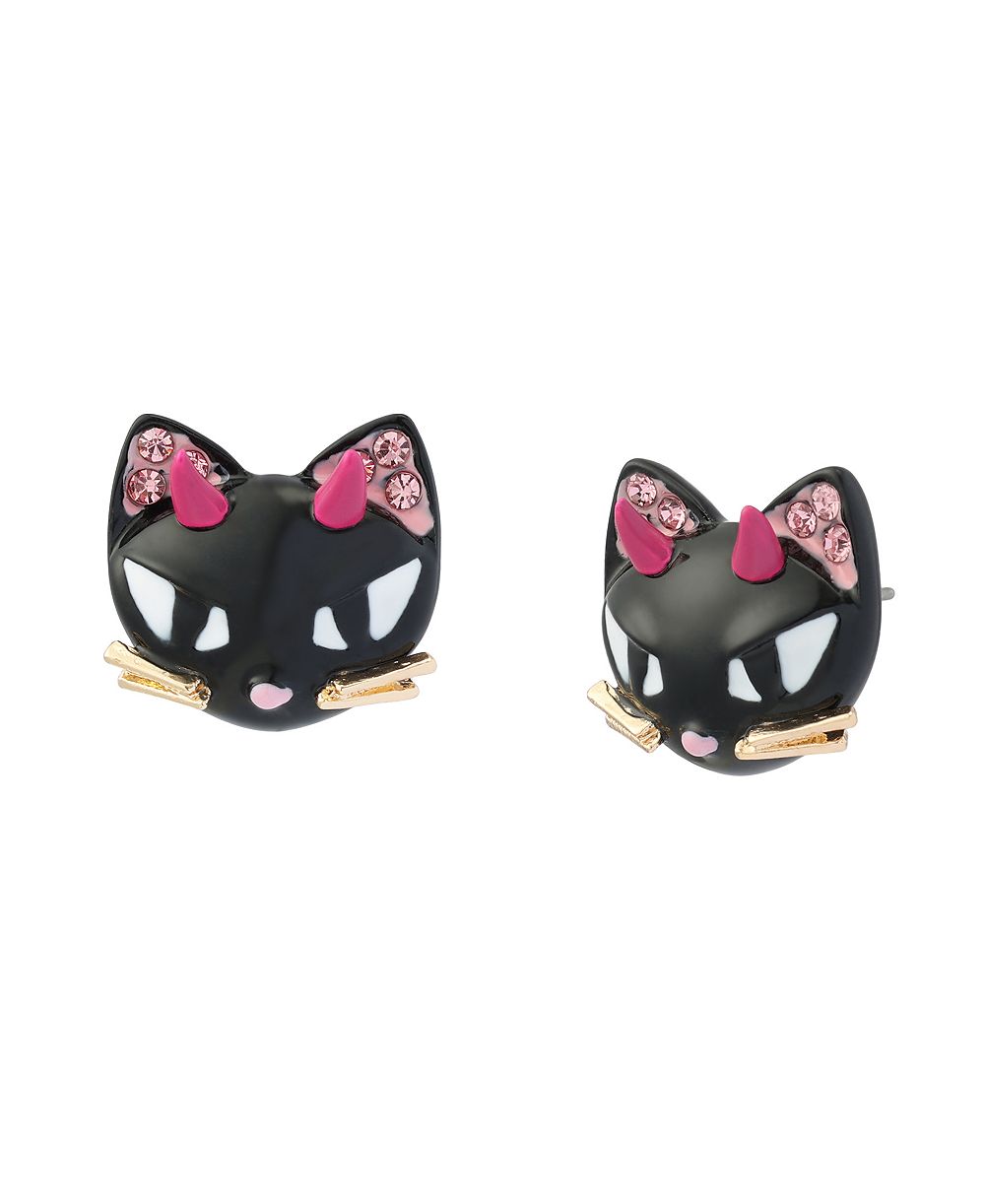 Серьги-гвоздики Betsey Johnson Halloween Devil Cat из искусственного камня