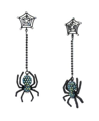 Betsey Johnson Faux-Stone Halloween Spiderweb Linear Earrings