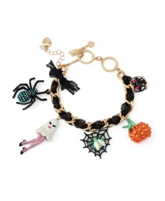Betsey Johnson Браслет Halloween Ghost Spider Charm с искусственными камнями