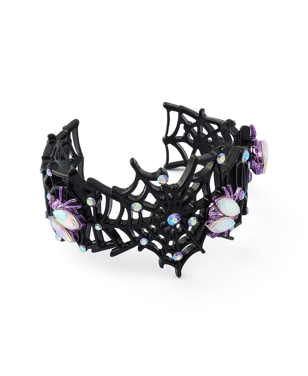 Браслет Betsey Johnson Faux-Stone Halloween Spiderweb Cuff