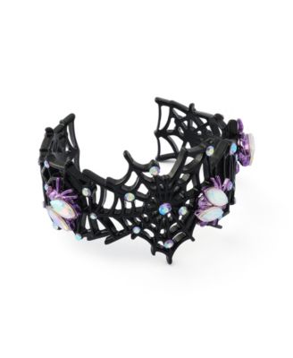 Betsey Johnson Faux-Stone Halloween Spiderweb Cuff Bracelet