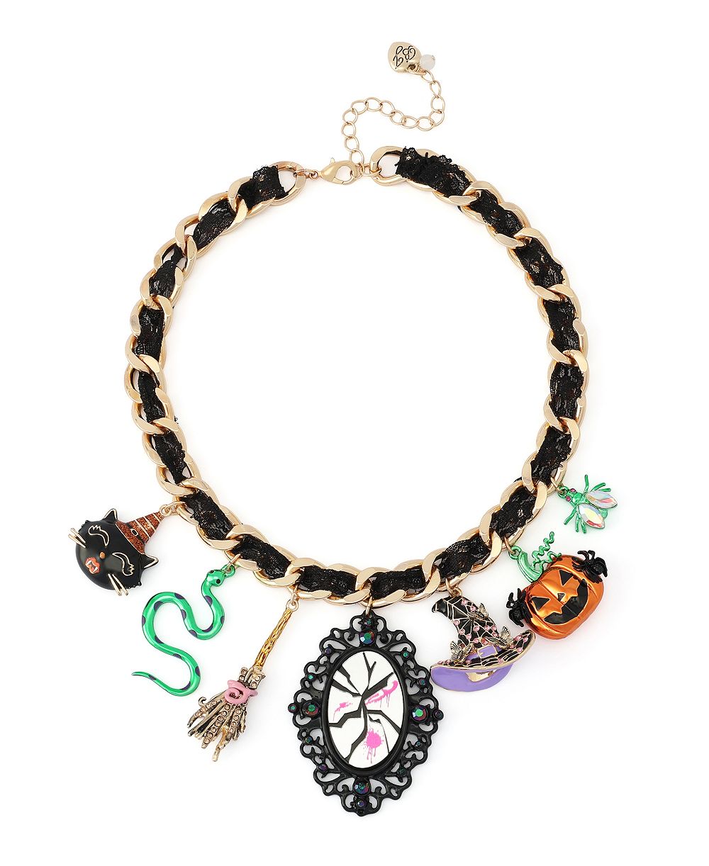 Колье-бисер Betsey Johnson Faux-Stone Halloween Witchy Statement Bib
