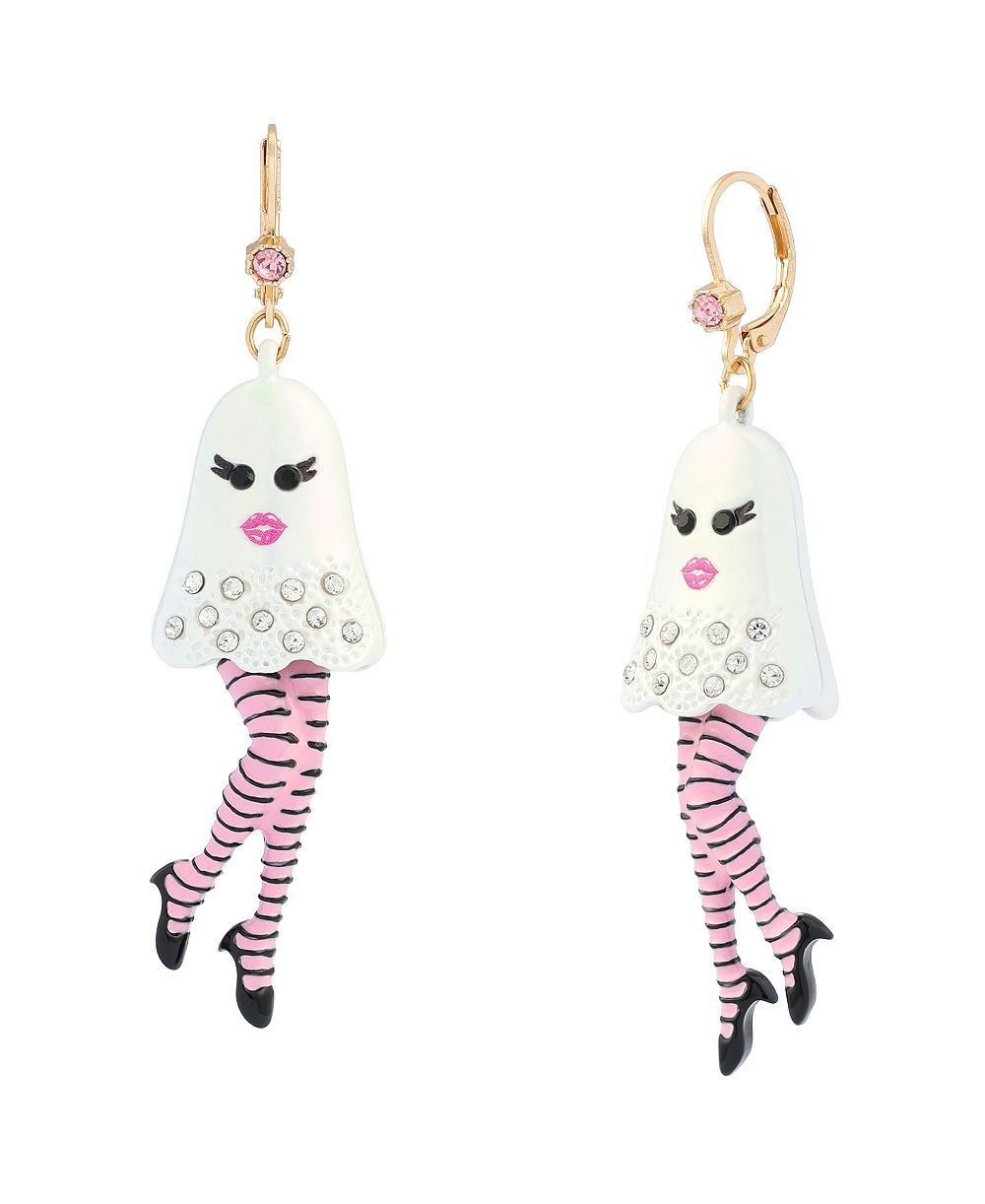 Betsey Johnson Faux-Stone Halloween Girly Ghost Drop Earrings