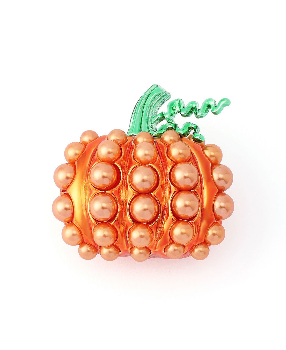 Betsey Johnson Брошь тыква с культивированным жемчугом Orange Halloween