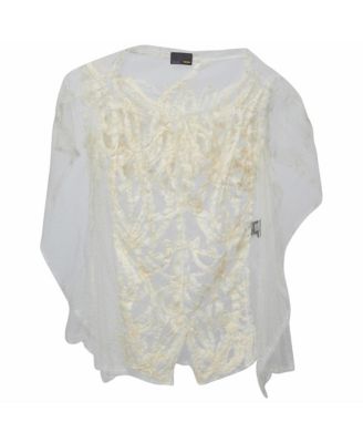 Pre-Owned Fendi Women's Sheer Tulle Cape Top with Textured Embroidery