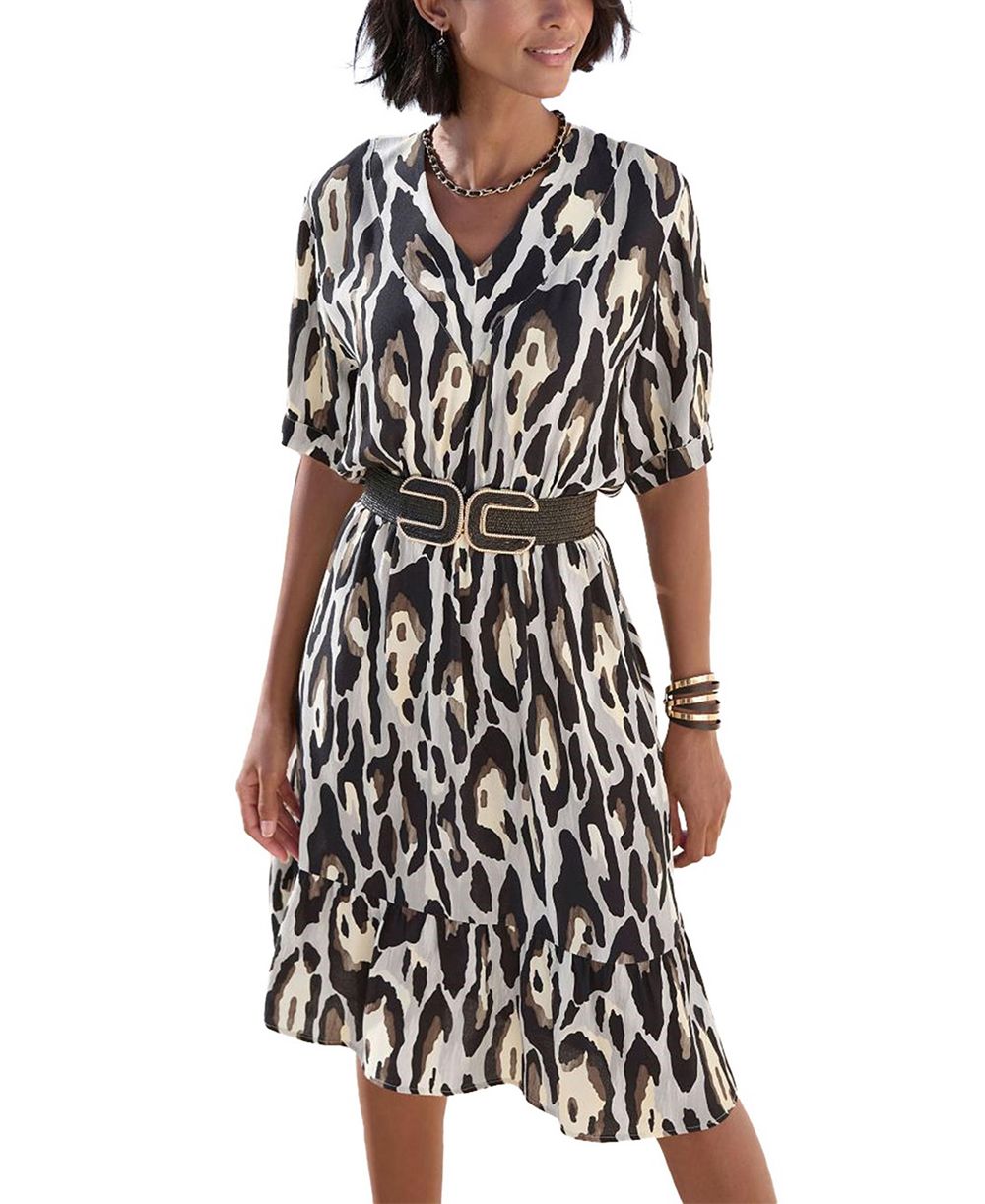 LASCANA Женское короткое платье с анималистичным принтом