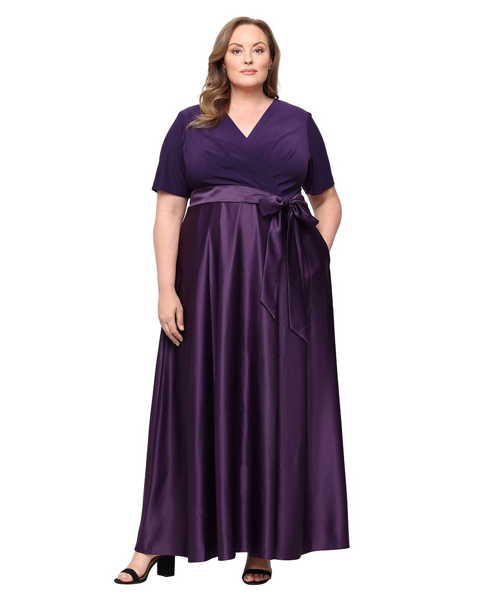Женское вечернее платье Alex Evenings Plus Size Matte Jersey с V-образным вырезом