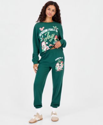 Disney Juniors' Mickey Xmas Holiday Fleece Joggers