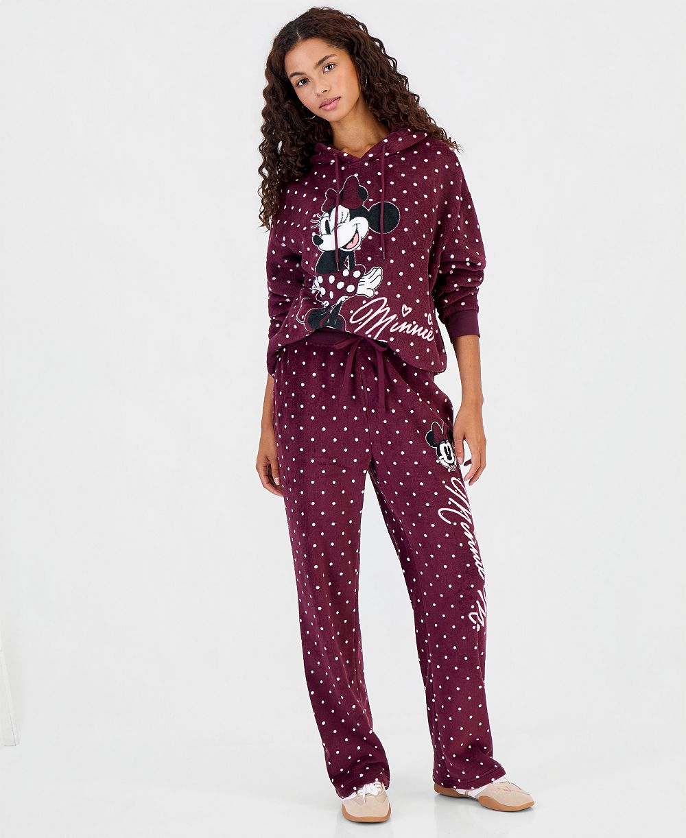 Disney Juniors' Minnie Woobie Fleece Polka-Dot Drawstring Pants