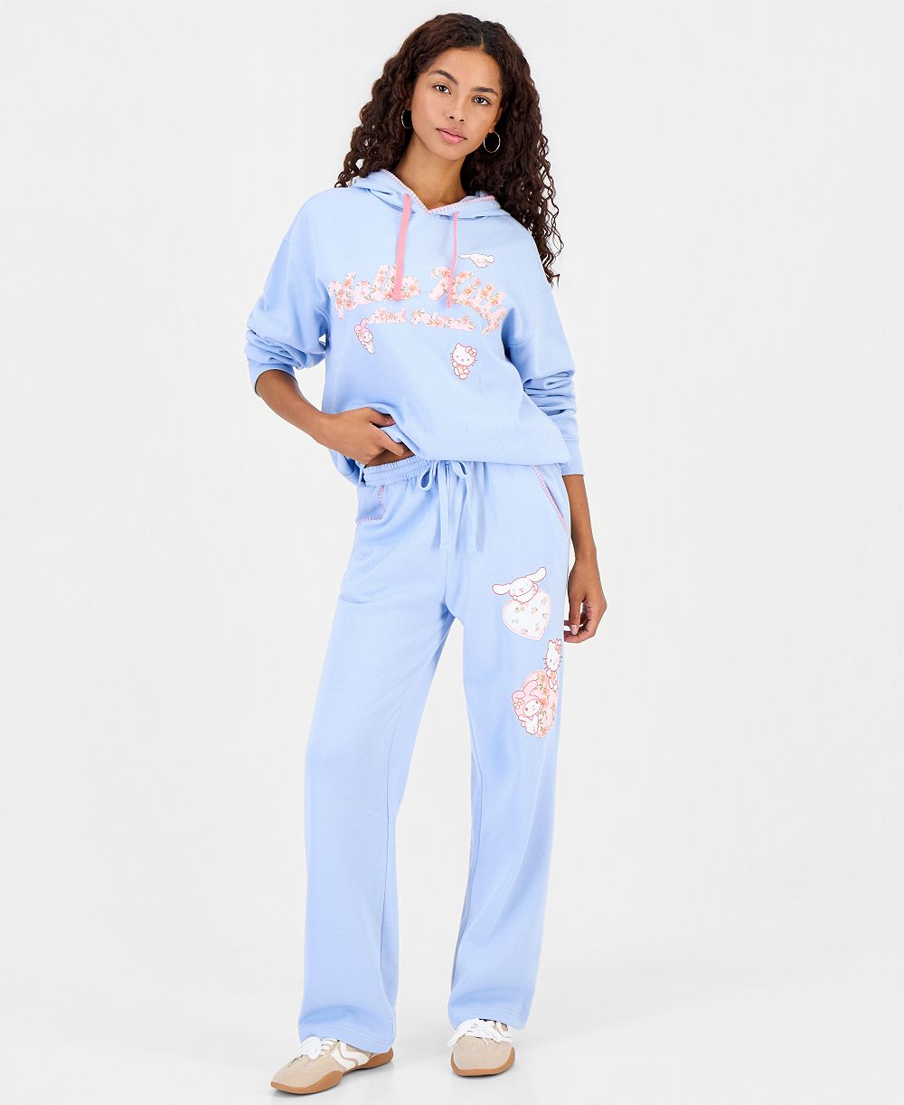 Sanrio Juniors' HK And Friends Wide-Leg Drawstring Sweatpants