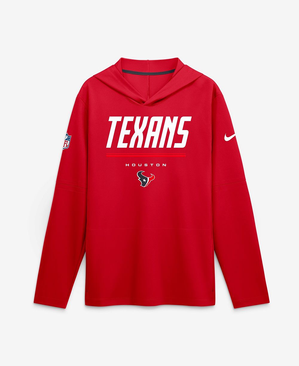 Мужская футболка Nike Red Houston Texans Sideline Lightweight Long Sleeve Hooded Dri-FIT