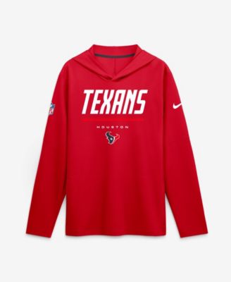 Мужская футболка Nike Red Houston Texans Sideline Lightweight Long Sleeve Hooded Dri-FIT