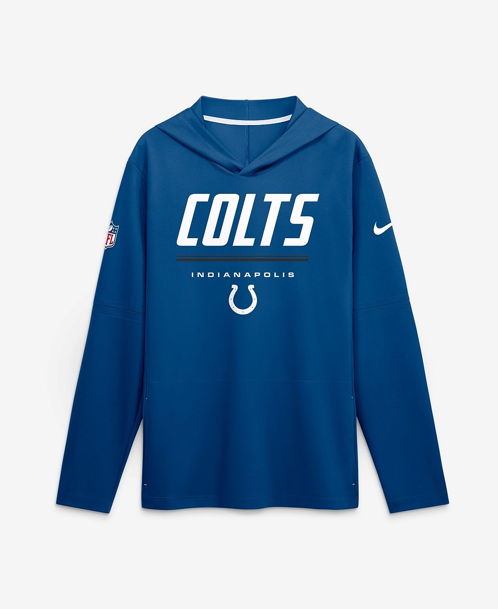 Nike Men's Royal Indianapolis Colts Sideline Lightweight Long Sleeve Hooded Dri-FIT T-Shirt