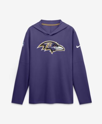 Nike Мужская футболка Nike Men's Purple Baltimore Ravens Sideline Dri-FIT с длинным рукавом и капюшоном