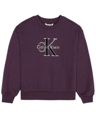 Calvin Klein детский флисовый свитшот с круглым вырезом и спущенным плечом, размер 7-16