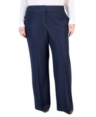 Tahari Plus Size Wide-Leg Mid-Rise Pants
