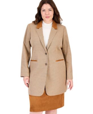 Женский пиджак Tahari ASL Plus Size с длинным рукавом в клетку