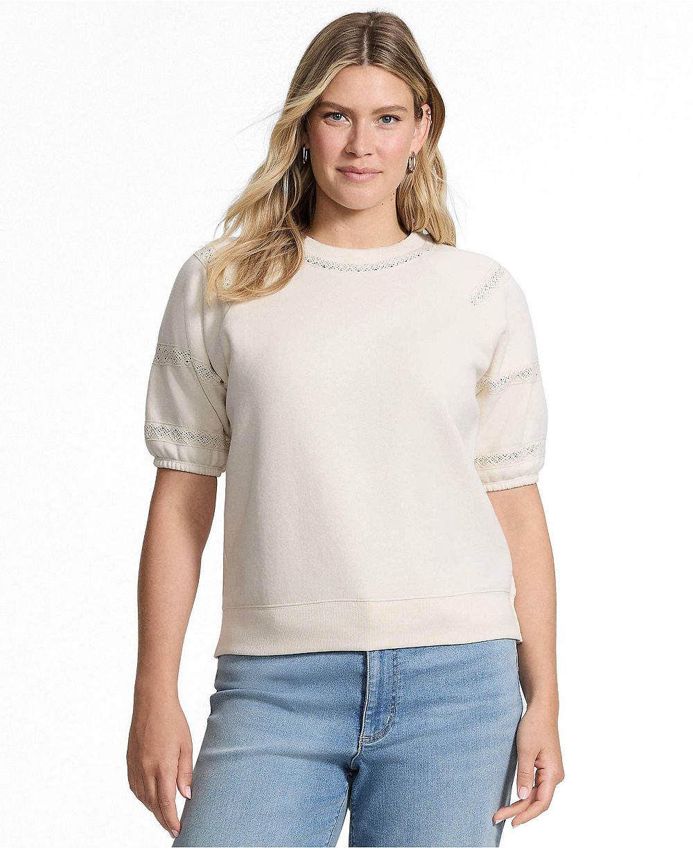 Женский свитшот Lands' End Serious Sweats Puff Lace Sleeve