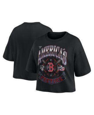 Fanatics Women's Black Boston Red Sox Americana Crop T-Shirt