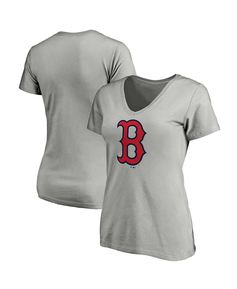 Женская футболка Logo Athletic Boston Red Sox V-Neck серая с логотипом