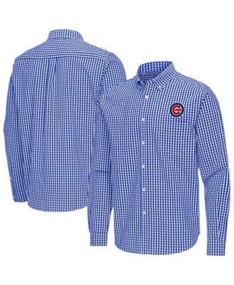 Antigua Men's Royal Chicago Cubs Ellis Woven Tri-Blend Button-Down Shirt