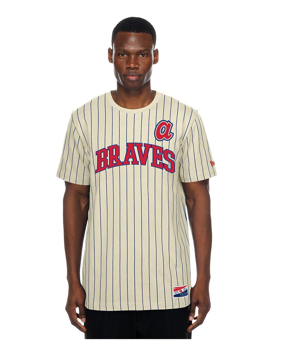 Мужская футболка New Era Atlanta Braves Throwback Meshback в полоску, кремовая