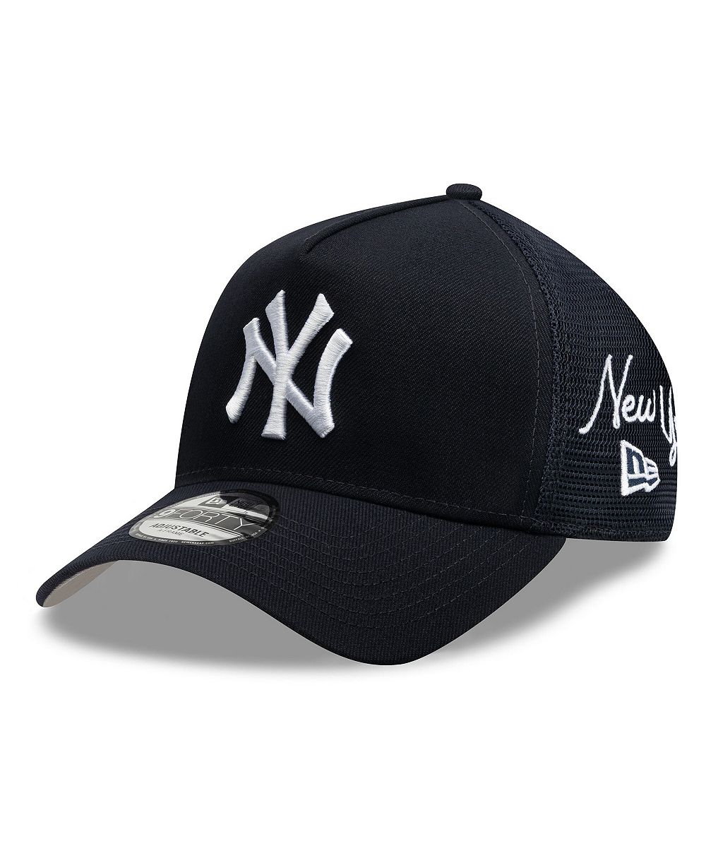 Мужская кепка New Era Navy New York Yankees Side Script 9FORTY A-Frame Trucker Adjustable