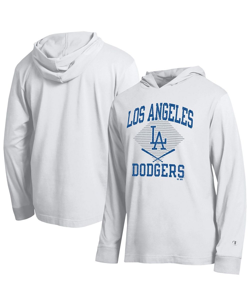 Champion Men's White Los Angeles Dodgers Cooperstown Hooded Long-Sleeve T-Shirt