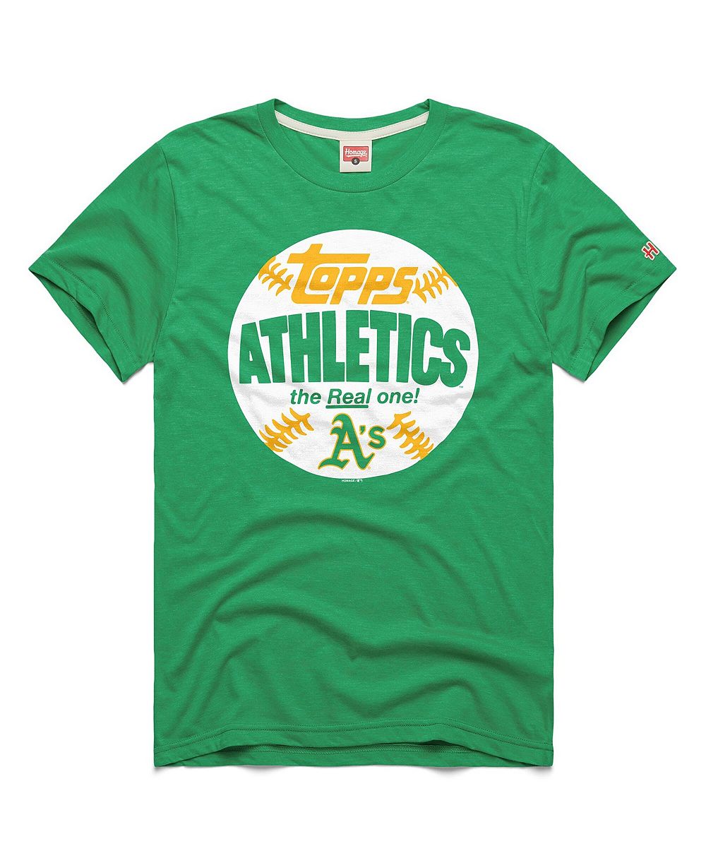Мужская футболка Homage Green Athletics MLB x Topps Baseball Tri-Blend