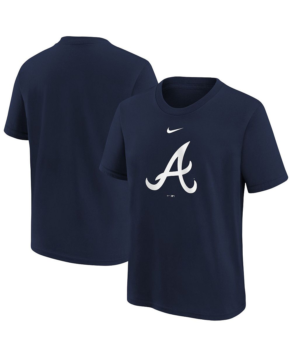 Nike Big Boys and Girls Navy Atlanta Braves Large Logo T-Shirt