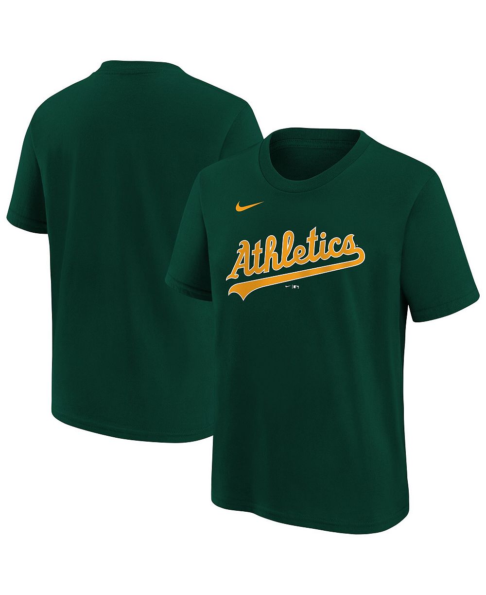 Nike Big Boys and Girls Green Athletics Wordmark T-Shirt