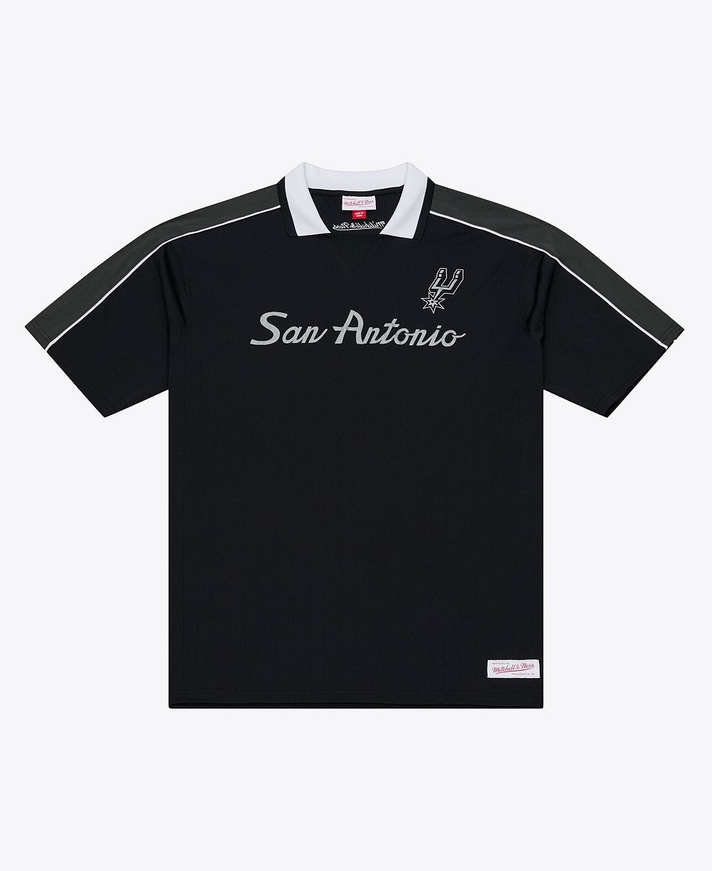 Mitchell & Ness Мужская черная джерси San Antonio Spurs Polo
