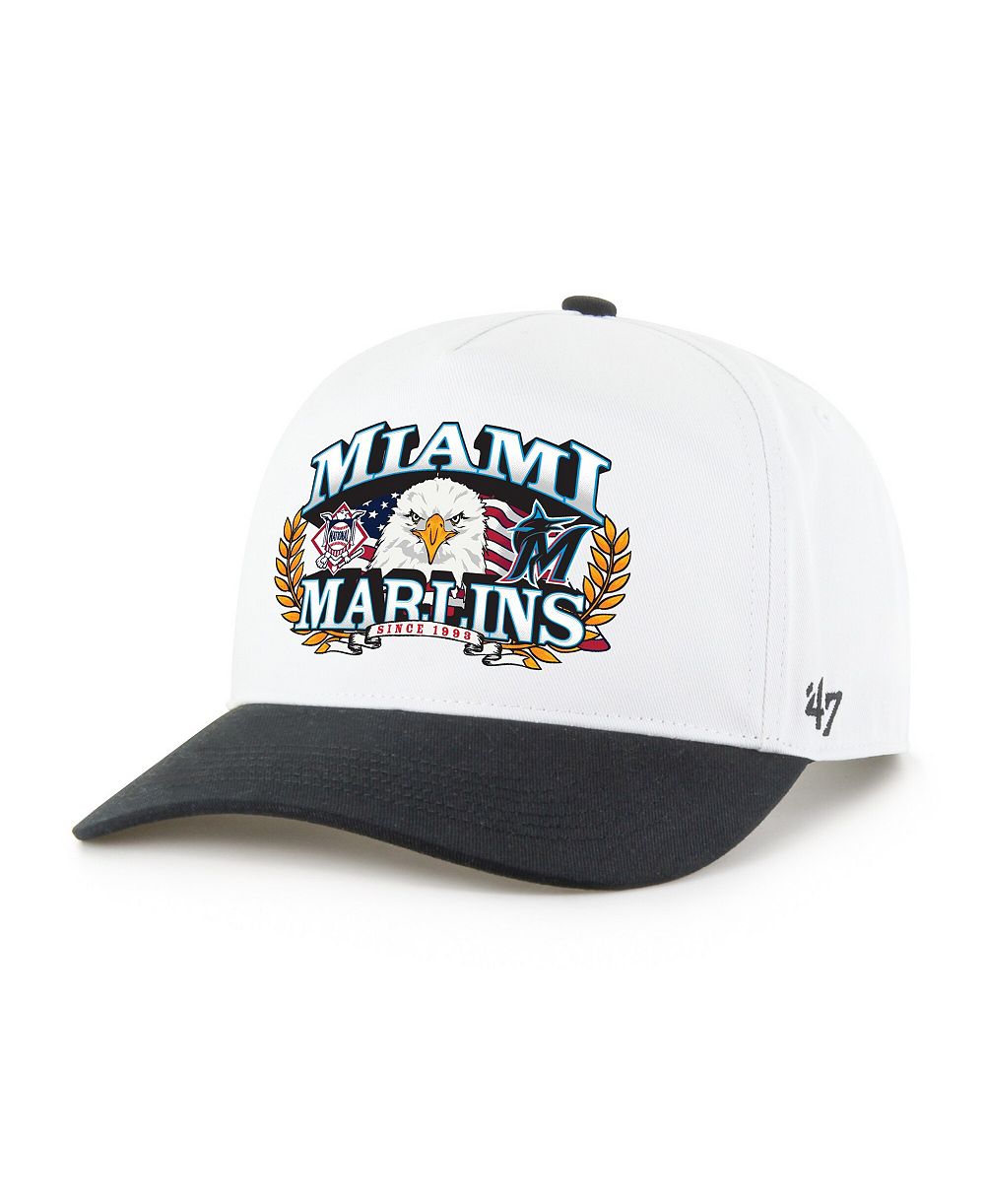 '47 Brand Men's White/Black Miami Marlins Americana Eagle Hitch Adjustable Hat