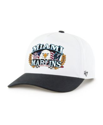 '47 Brand Men's White/Black Miami Marlins Americana Eagle Hitch Adjustable Hat