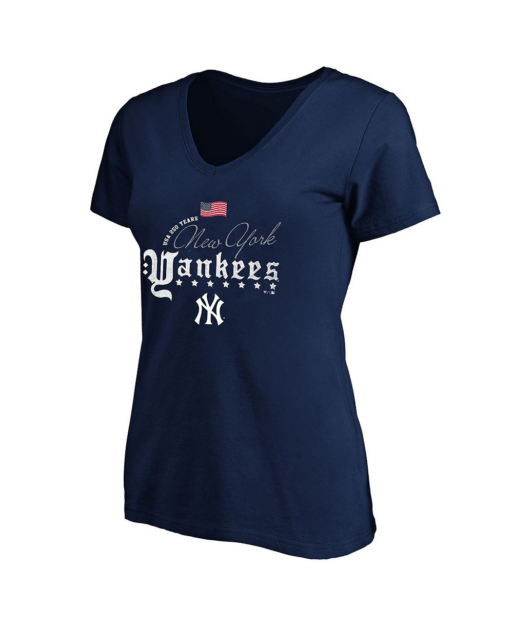 Женская футболка Fanatics Navy New York Yankees USA 250 Years Plus Size V-Neck
