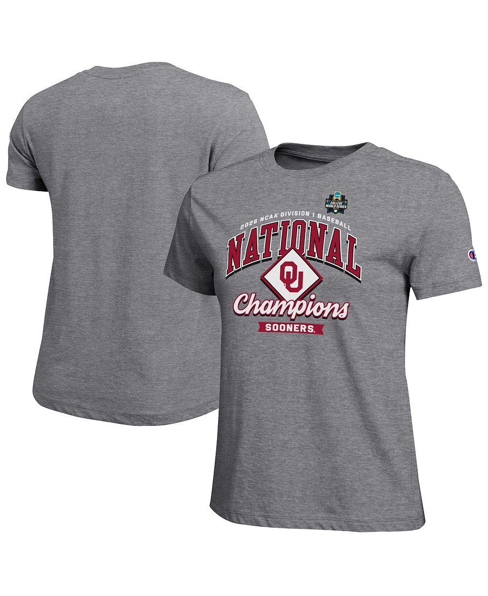 Champion Женская серая футболка Oklahoma Sooners 2026 NCAA Baseball College World Series Locker Room