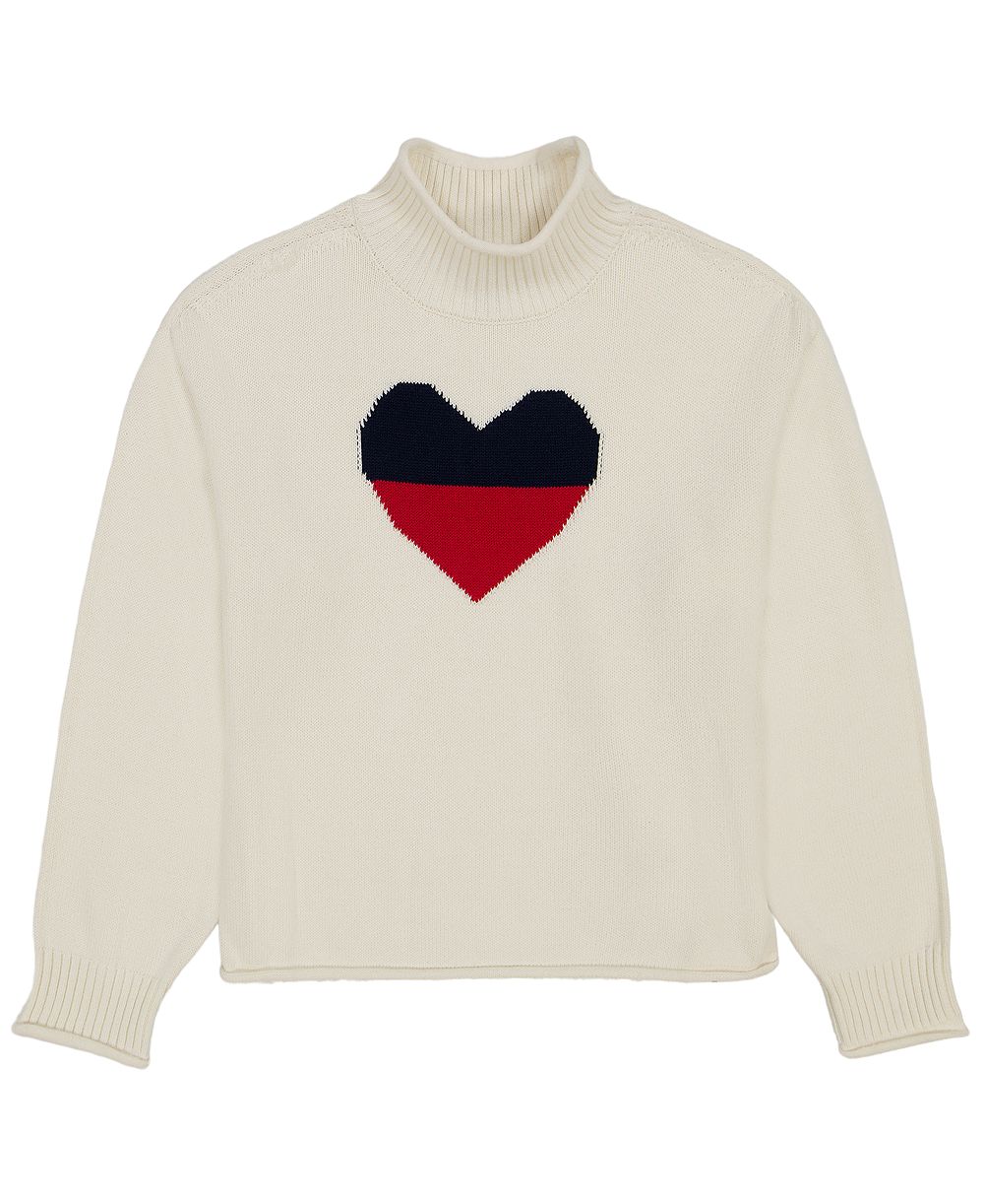 Детский свитер Tommy Hilfiger с сердечками и воротником-стойкой
